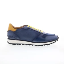 Di Bianco SB308 Mens Blue Leather Lace Up Lifestyle Sneakers Shoes