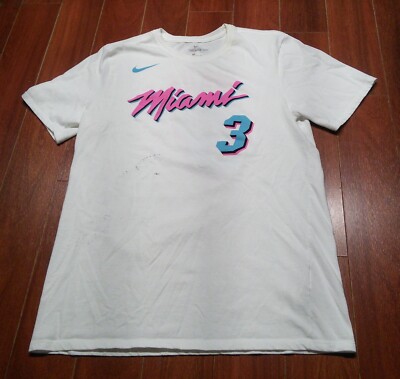 Official Men's Nike Dri-Fit x Miami Heat Athletic Shirt #3 Wade White Sz L