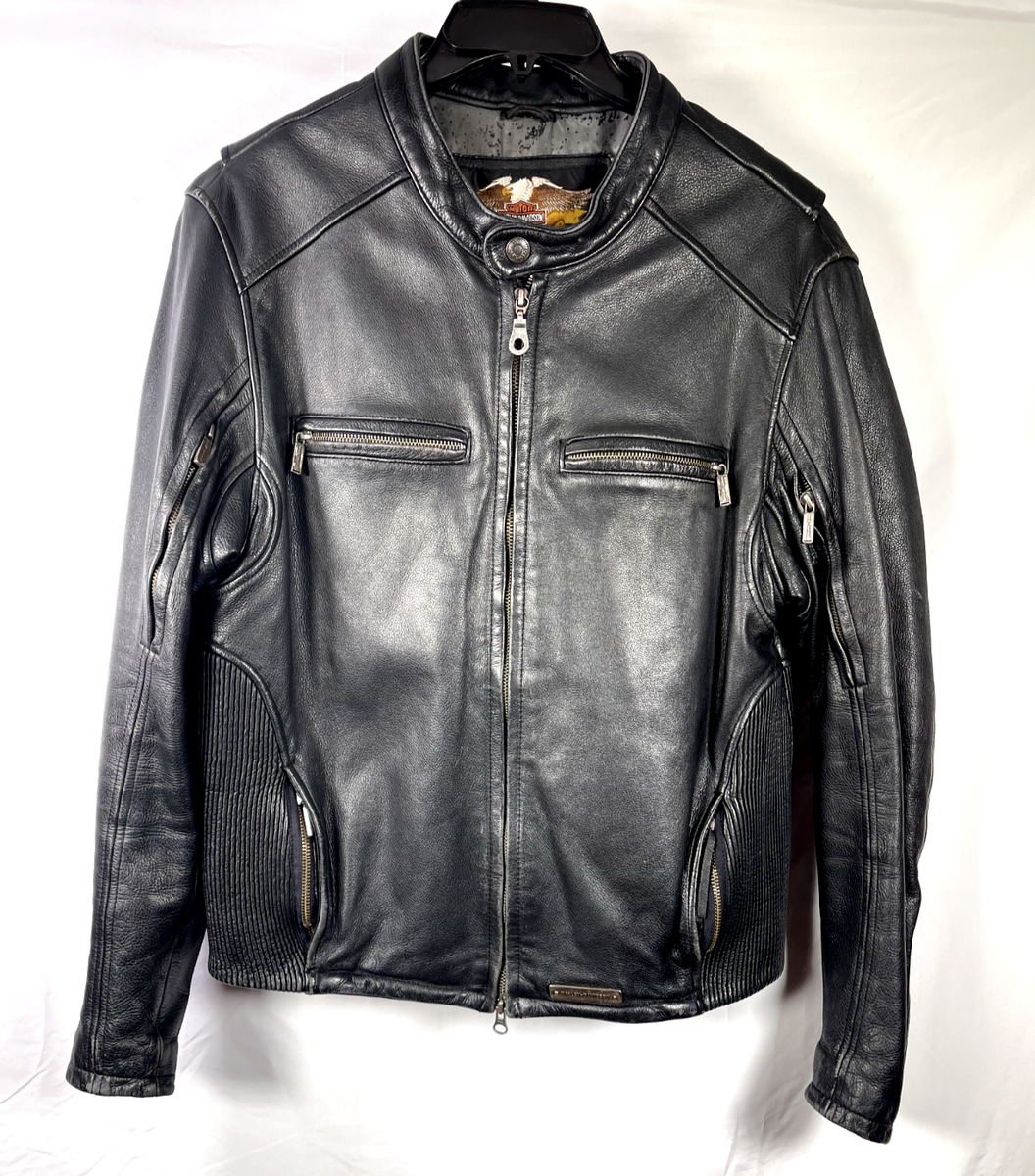 HARLEY DAVIDSON Mens LEATHER JACKET Black Size Medium | eBay