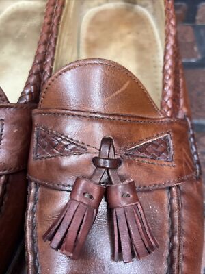 Allen Edmonds Maxfield Brown Braided Tassel Loafers Shoes  display picture 3