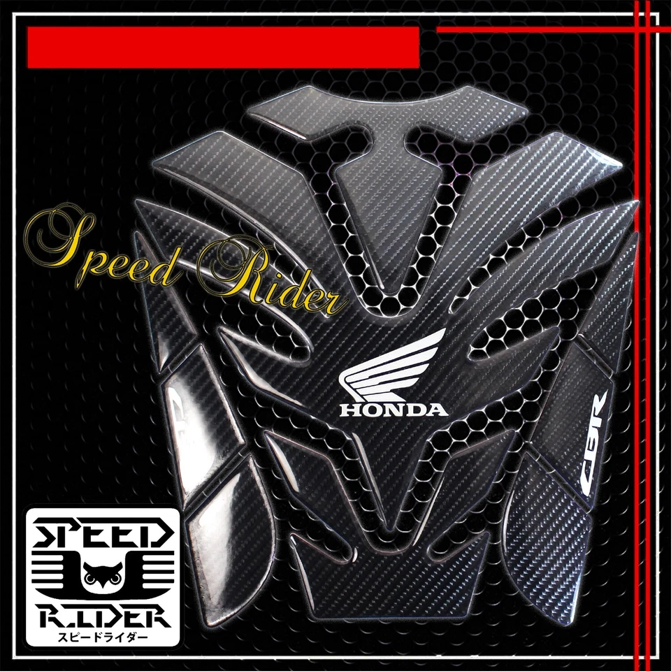 FOR CBR FAIRING/FENDER BADGE CHROMED RED+8"REAL CARBON FIBER FUEL TANK PAD COVER — 第 2/4 张图片