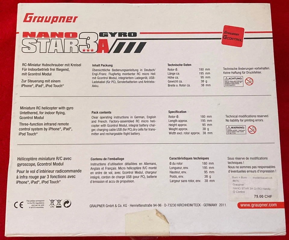 Graupner RTF14 + Nano Gyro Star3A Rc-Miniatur Elicottero Kreisel - Immagine 3 di 4