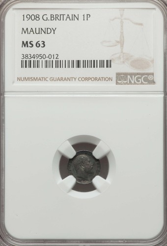 Great Britain 1908 Edward VII Silver Maundy Set NGC - Picture 2 of 9