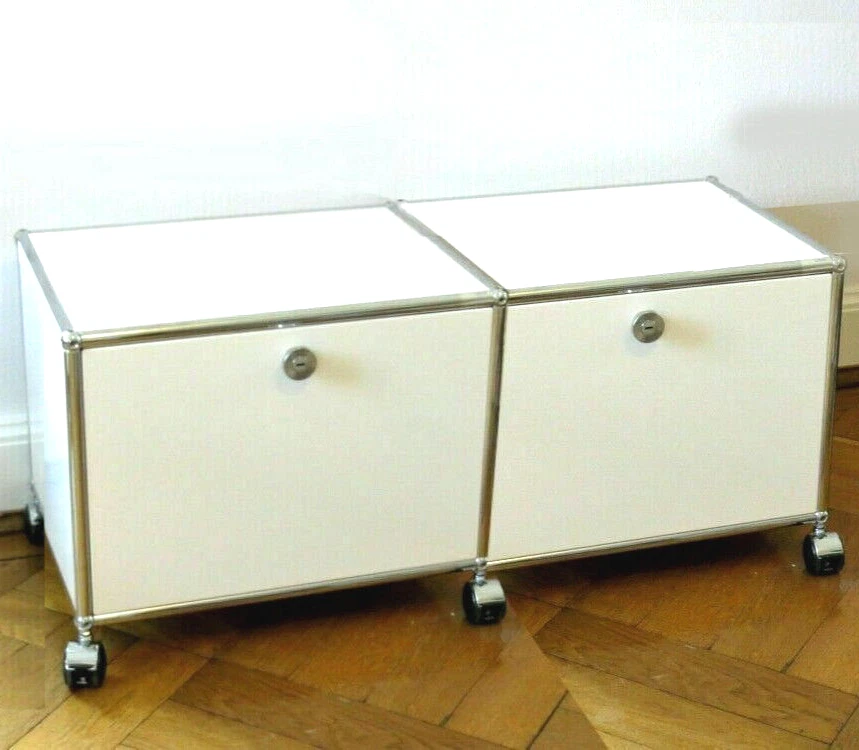 * Orig. USM Haller TV Rollwagen * Weiß * Geschlossen mit Klappe * 100x35x35 *