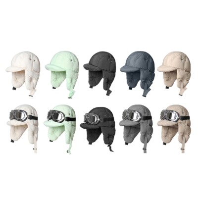 Windproof Down Hat Cold Weather Ear Flap Hat Thicken Warm Hooded Hat Skiing Caps