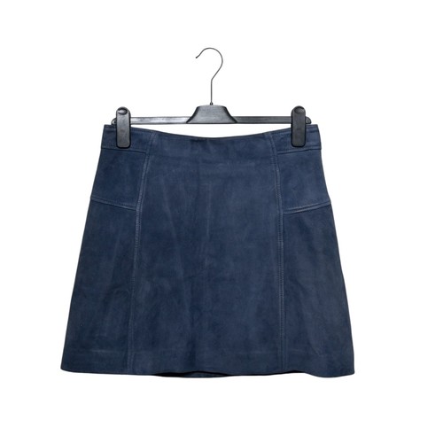 Karen Millen Blue Suede Lamb Leather Panelled Short A-Line Skirt - Size 10