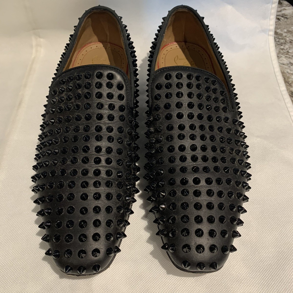 AUTH Christian Louboutin ROLLERBOY SPIKES FLAT Calf Loafers