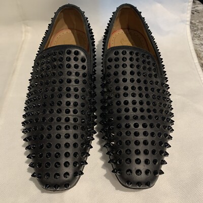 AUTH Christian Louboutin ROLLERBOY SPIKES FLAT Calf Loafers  display picture 1