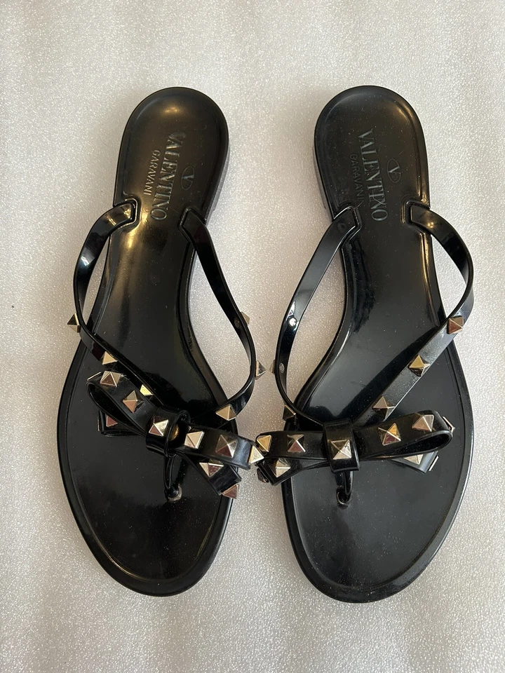 Valentino Garavani Rockstud PVC Flat Thong Sandals Size US9-10 EU40 Rocking Cool - Image 4 of 4