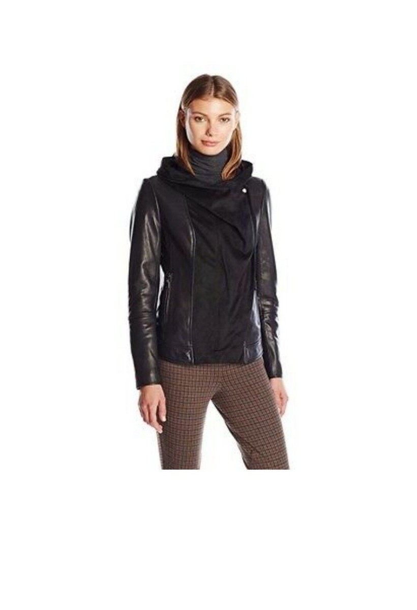 25aw新品S.F.C LEATHER HOODIE JACKET sfcＬ CORIRESHA Women's Faux Leather Long Sleeve Half Zip Drawstring