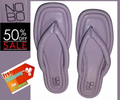 No Boundaries Women's SIZE 7 Lavender Puffy Faux Leather Thong Flip Flop Sandals