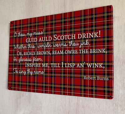 Scotch Drink Scottish tartan Burns Poem Whisky sign A4 metal plaque