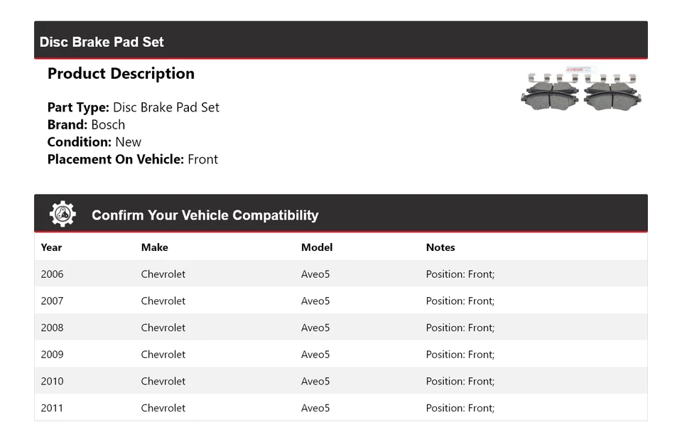Pastillas de freno de cerámica azul con herrajes delanteras para Chevrolet Aveo5 Bosch 2006-2011 Foto 2 de 4