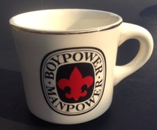 Vintage Boy Scout Gold Rim Mug BOY POWER MAN POWER 3.5" X 3.25" USA Made