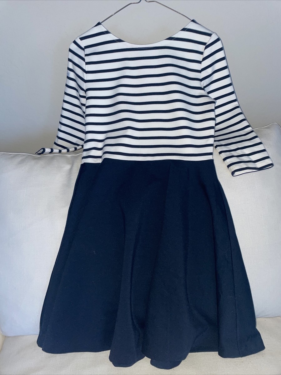 Polo Ralph Lauren Girls Navy Blue/White Striped Dress Size XL 16 Long  Sleeve S35