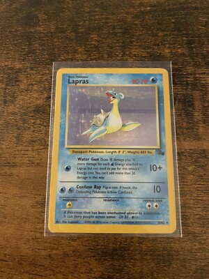 1999 lapras pokemon card Lapras - Holo Rare 10/62 Fossil Set - Pokémon Card 1999 - Near Mint Pokemon