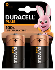 2 x Duracell D Size Plus Power Alkaline Batteries Non Rechargeable Multi-Purpose