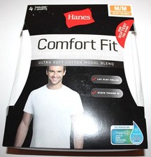 Hanes Men's White 4-Pack Crew Neck Comfort Fit Tagless T-Shirts Medium 38-40" 