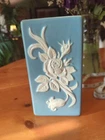 ART DECO WELLER POTTERY VASE BLUE CAMEO ROSE RAISED RELIEF 1935 Project Piece?