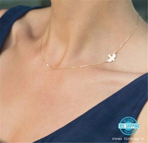 Silver-or-Gold-Plated-Bird-Dove-Sparrow-Clavicle-Choker-Charm-Dainty-Necklace