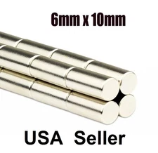 lot 100 50 6mm X 10mm Neodymium Disc Strong Rare Earth N50 Small Fridge Magnets