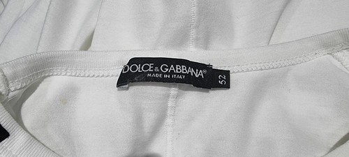 DOLCE & GABBANA Ropa de Hombre Blanca Fácil Estampado de Motociclista Manga Corta Camiseta Top 52 - Imagen 8 de 9