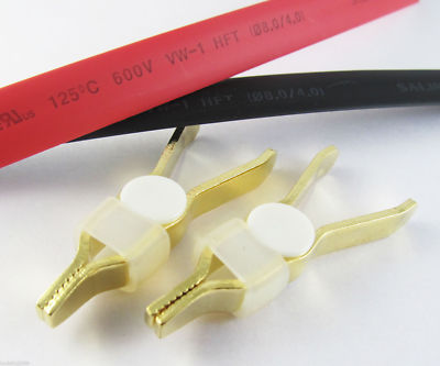 6pcs 12-0014 Gold-plated Copper 10A Kelvin Clip with 8mm Heat Shrinkable Tube