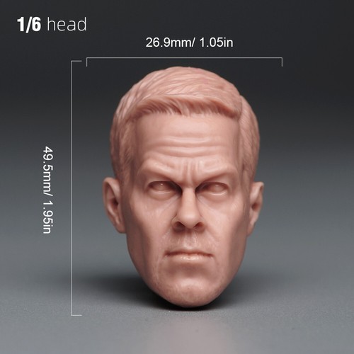 1/6 Male Marky Mark Man Head Sculpt Carved Model For 12"Action Figure Body Toys - Picture 2 of 7