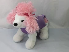 Hugfun White Dog Plush Purse 8 Inch Purple Body Stuffed Animal Toy