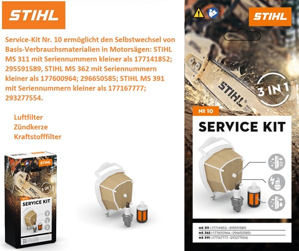 Stihl Service Kit Nr.10 FüR Stihl Ms 311 Ms 362 Ms 391 MS311-362-391 11400074100-image