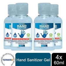 Termin8 Anti-Bac. Hand Sanitiser Gel, Kills 99.9% Bacteria, Bulk Buy 4x60ml
