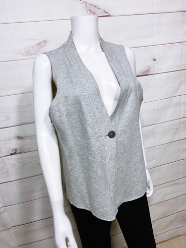 J Jill Womens Sweater Vest Size M Gray V-Neck One Button Sleeveless - Picture 2 of 7