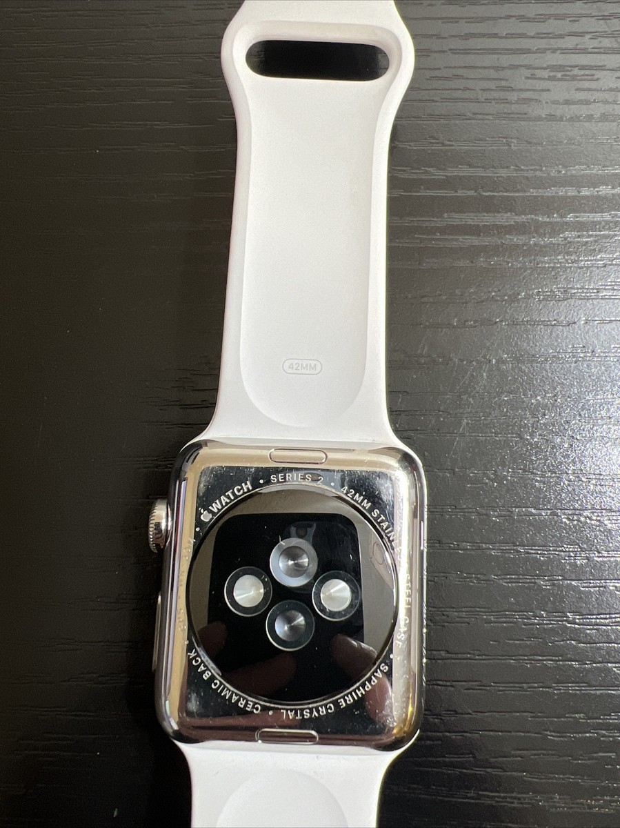 Apple Watch Series 2 42mm Stainless Steel Case White Sport Band