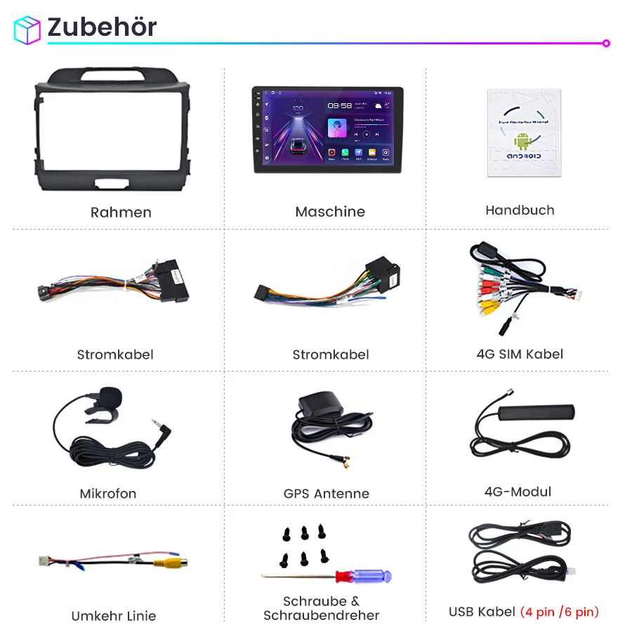 6+128GB Autoradio Für KIA Sportage 3 2010-2016 CarPlay Android 13 GPS Navi DAB+ - Bild 4 von 4