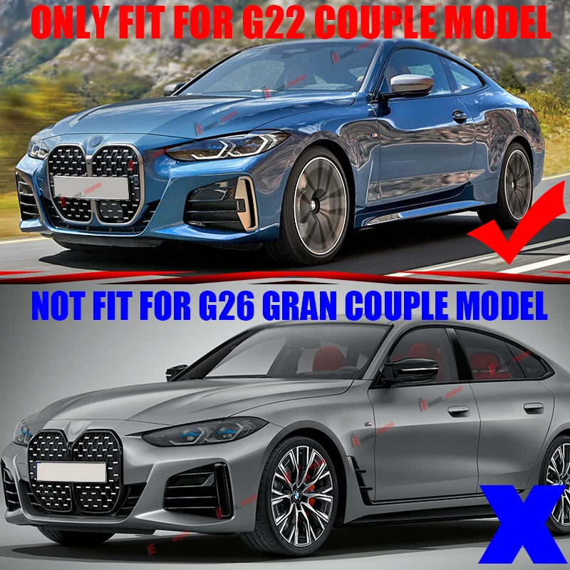 Глянцевая черная передняя решетка для BMW 4 серии G22 G23 430i M440i 2021-2024 CLS - Изображение 2 из 4