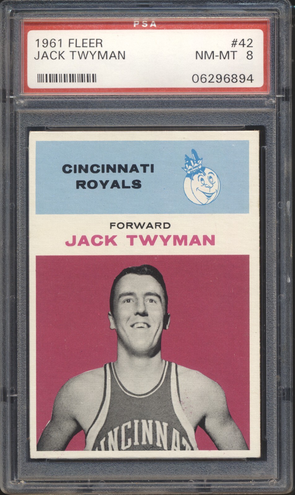 1961 Fleer Basketball Jack Twyman #42 PSA 8 ROYALS NM-MT HOF SET BREAK