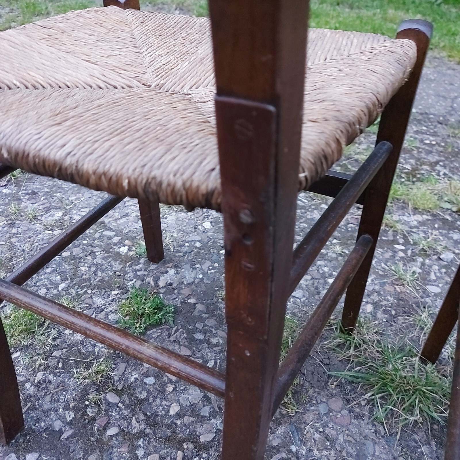 Pair of Vintage Rush Seated Oak Chairs eBay