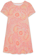 Women's Dress - Orange Yellow Printed Dress - Mini Dress - Large - Cotton