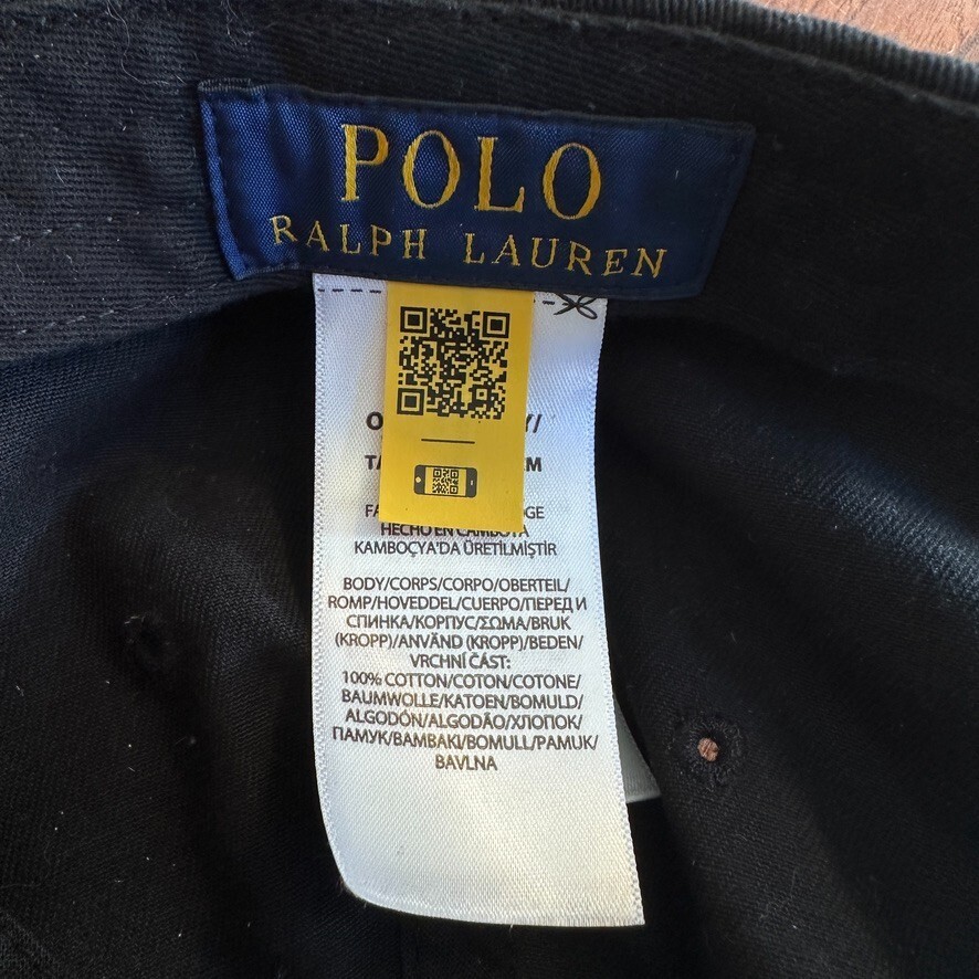 Polo Ralph Lauren Cappello Nero Rosso Pony Logo Cappellino Papà Regolabile Cotone Ricamato