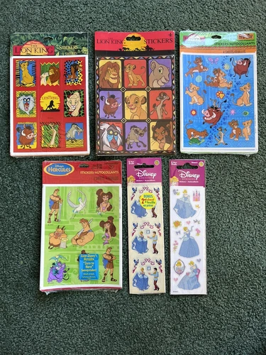 Vintage Lot of Disney Stickers: Lion King, Hercules, Cinderella, Sandy Lion NEW