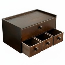 Caja de almacenamiento de escritorio de madera organizadora de escritorio de madera artesanal superficie plana bandeja superior
