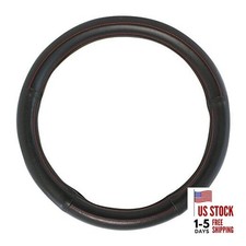 54009 Black 18" Deluxe Steering Wheel Cover, Black w/red stitching