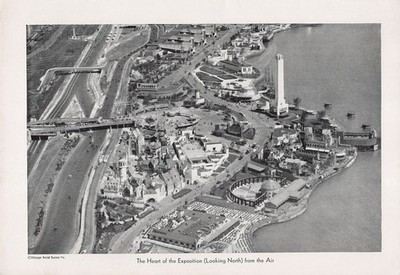 Aerial View Heart of Exposition 1933 Chicago World's Fair Souvenir Book Excerpt
