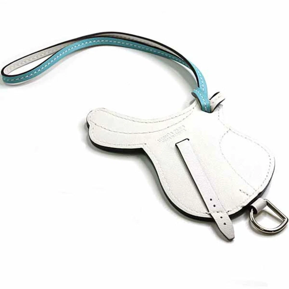 Hermes Paddock 水手包吊饰 马鞍 Vow Swift 蓝色 白色 双色 二手 KAZU-0 — 第 3/4 张图片