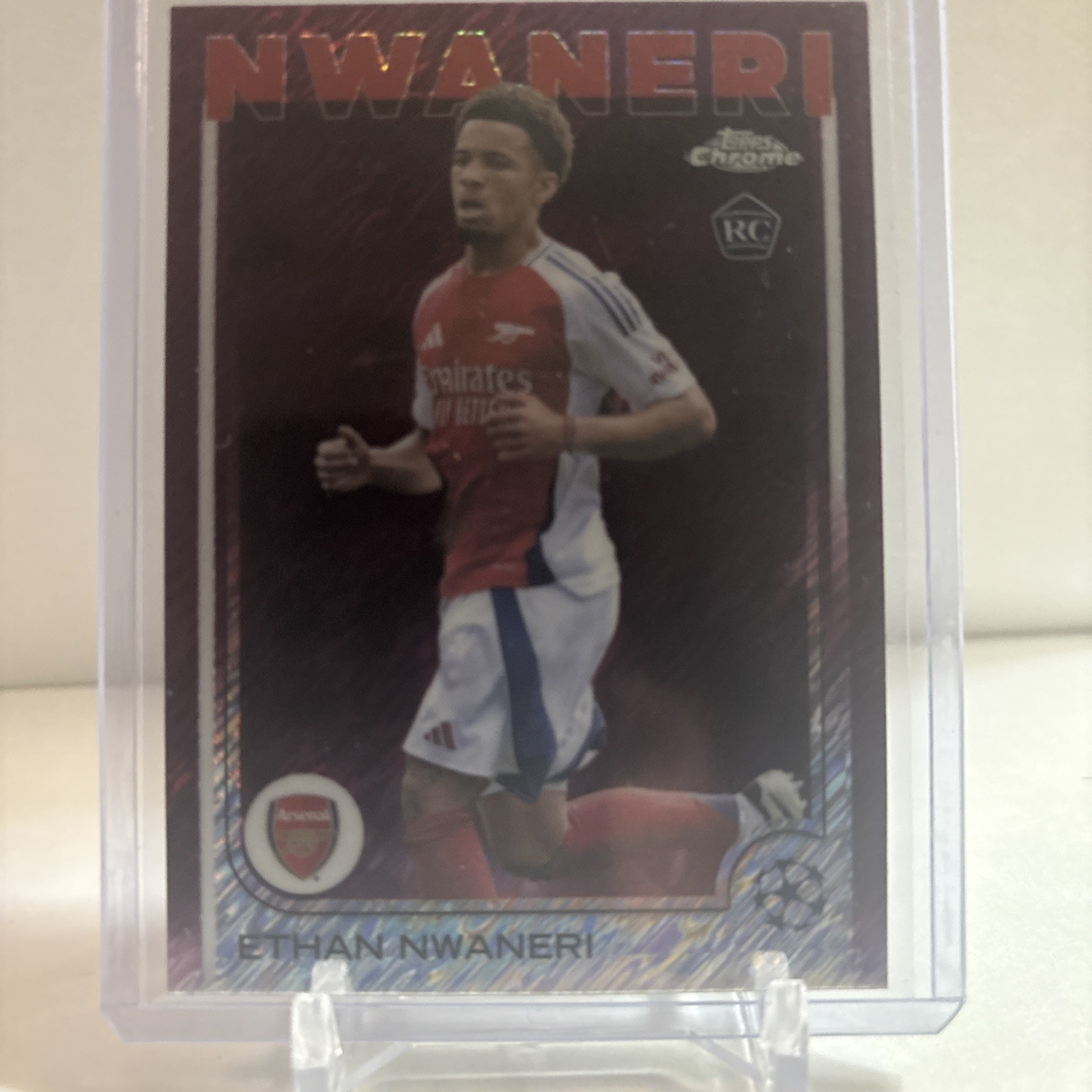 2024-25 Topps Chrome UEFA Club Comps Ethan Nwaneri #158 Magenta Shimmer RC