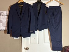 Navy blue suit with vest and pants formalwear weddingguest groomsmen