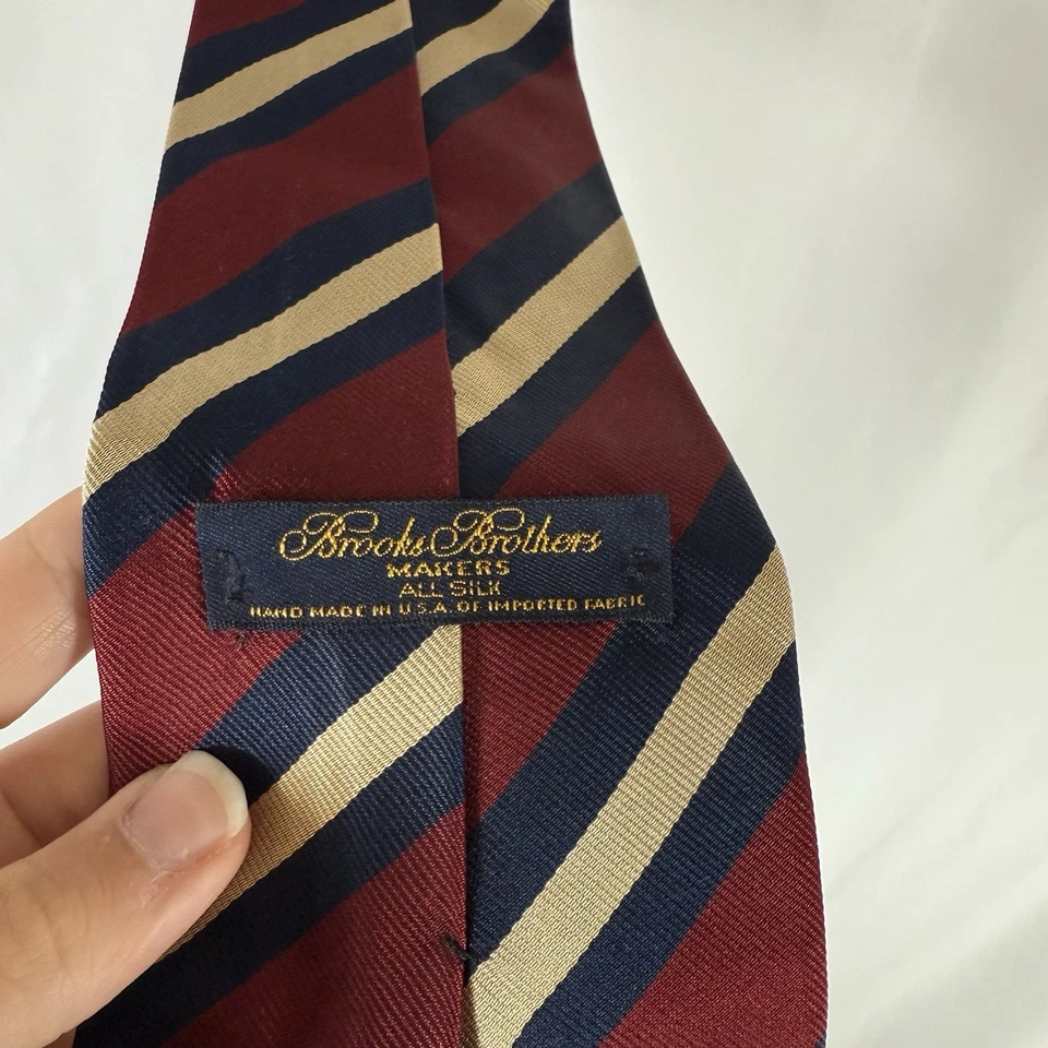 Corbata Brooks Brothers Makers para hombre 56" rojo azul rayas toda seda 4" de ancho Foto 2 de 4