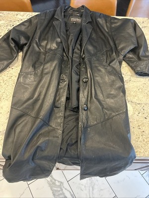 Wilson Leather Experts Double Liner Heavy Fire Leather Trench Coat Medium