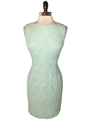 #ad LAUREN RALPH LAUREN Size 14 Sheath Dress Aqua Blue Floral Lace Sleeveless $44.99