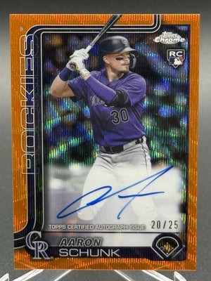 AARON SCHUNK 2025 Topps Chrome Orange Wave Refractor Auto /25 RA-AS (RC)
